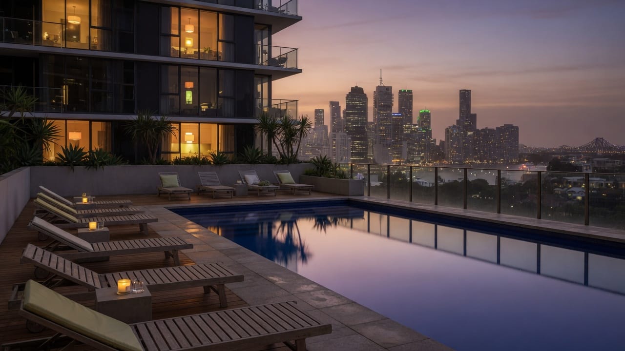 Amenity deck of a well-run apartment building